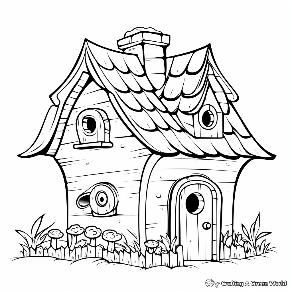 Winter-Themed Bird House Coloring Pages 4