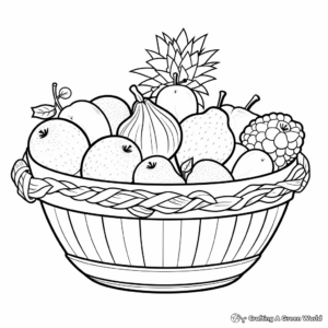 Winter-themed Fruit Basket Coloring Pages with Citrus Fruits 1