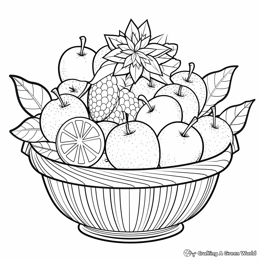 Winter-themed Fruit Basket Coloring Pages with Citrus Fruits 3