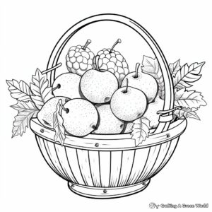 Winter-themed Fruit Basket Coloring Pages with Citrus Fruits 4