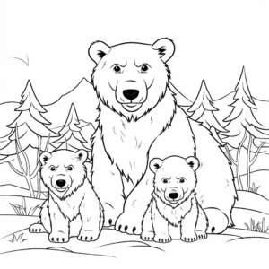 Winter Themed: Polar Bear Family on Iceberg Coloring Pages 3