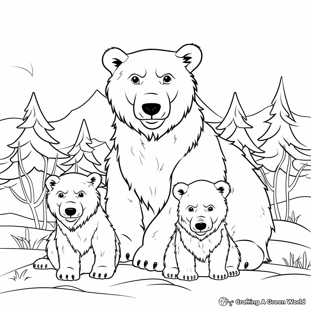 Winter Themed: Polar Bear Family on Iceberg Coloring Pages 3