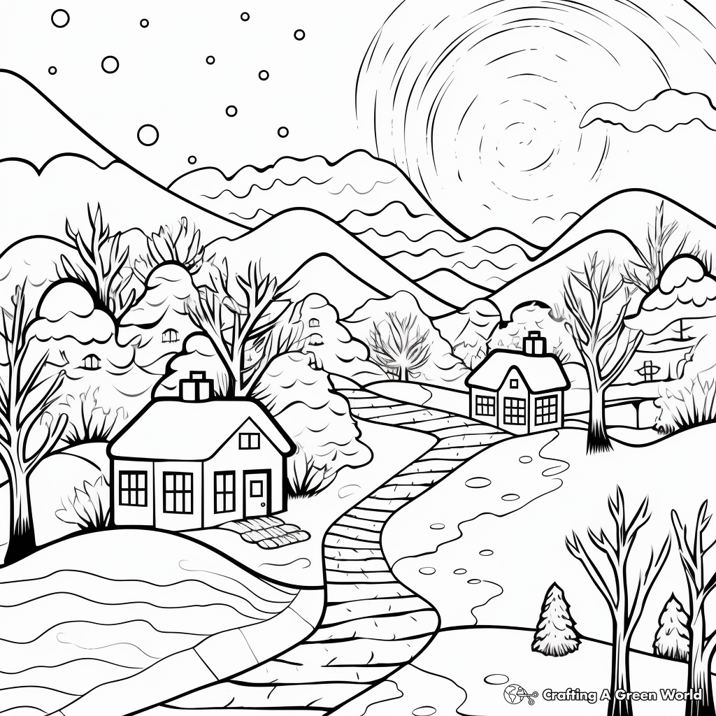 Winter Wonderland Fantasy Winter Solstice Coloring Pages 1