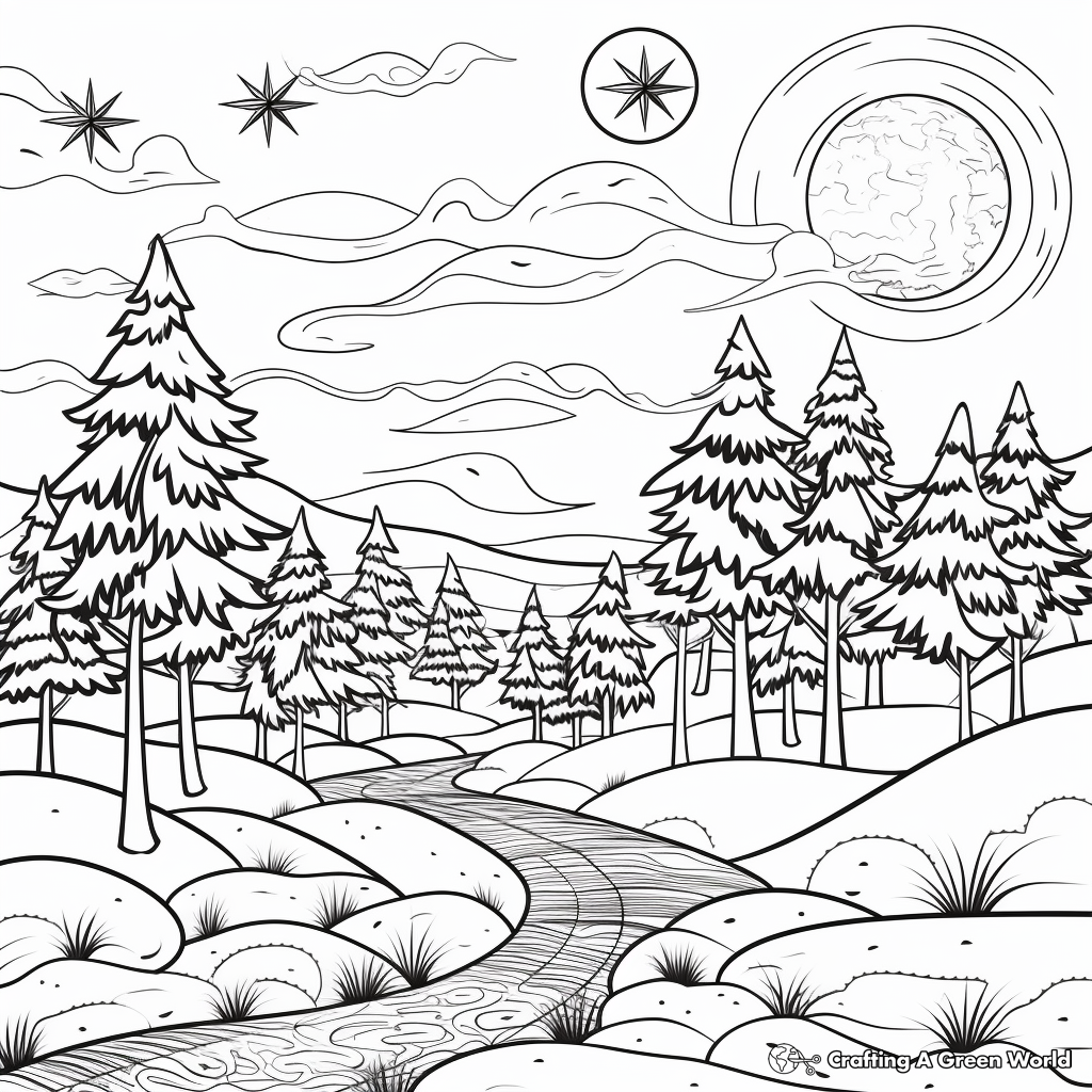 Winter Wonderland Fantasy Winter Solstice Coloring Pages 2