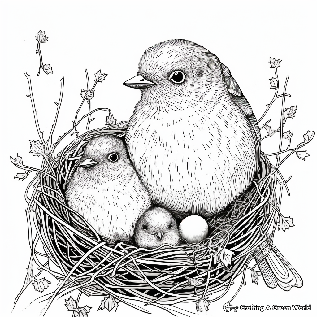 Winter Wren Family Coloring Pages: Male, Female, and Chicks 2