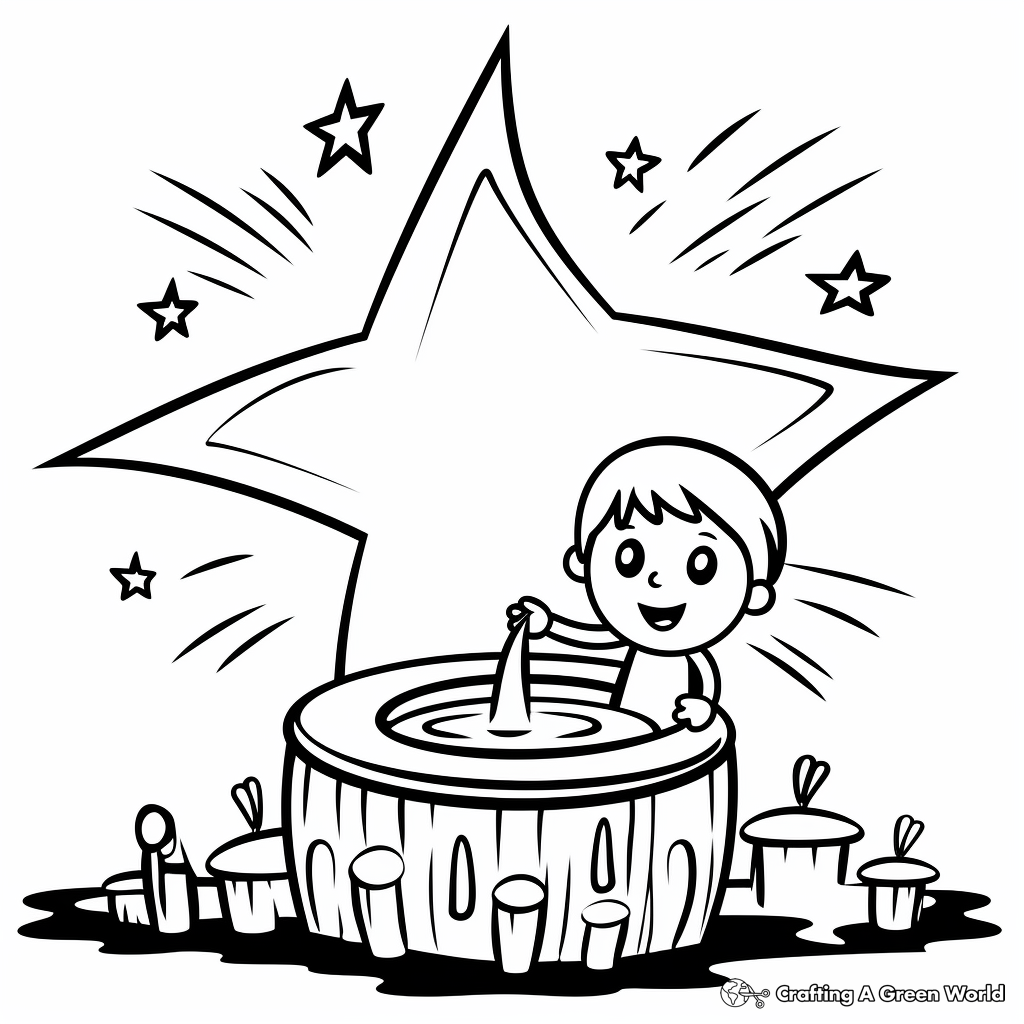 Wishing Well And Shooting Star Coloring Sheets 1