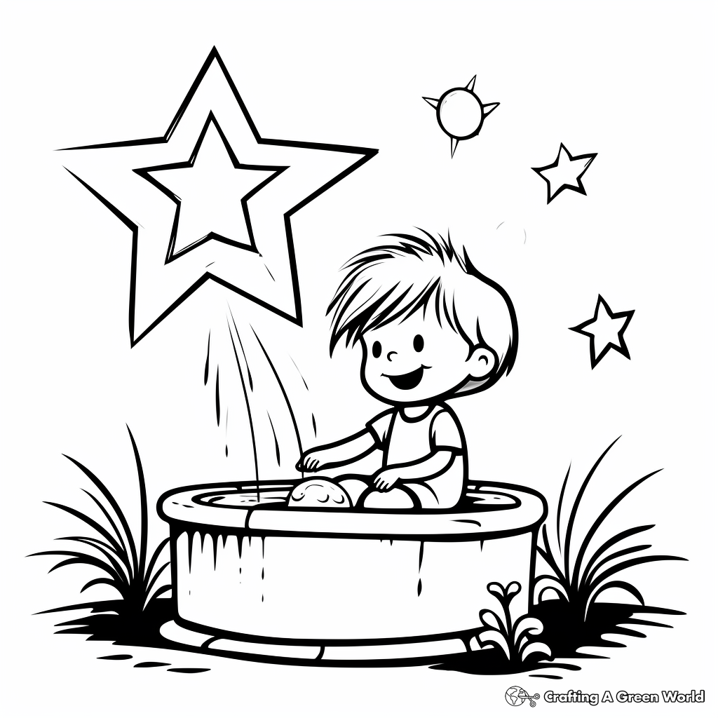 Wishing Well And Shooting Star Coloring Sheets 2