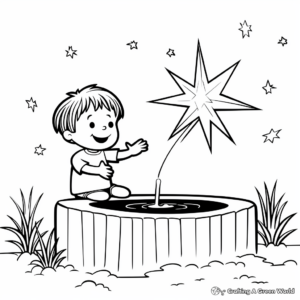 Wishing Well And Shooting Star Coloring Sheets 3