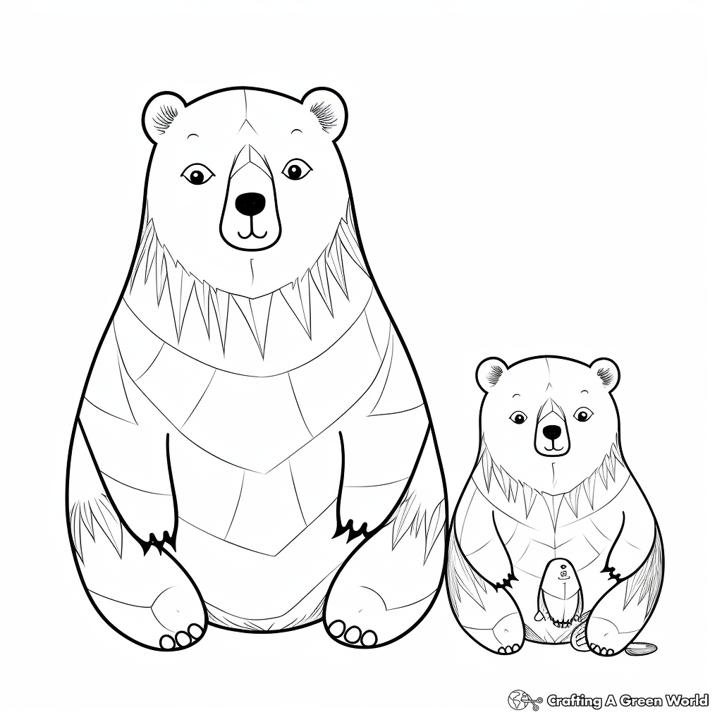 Wombat Family: Parent and Baby Wombat Coloring Pages 1