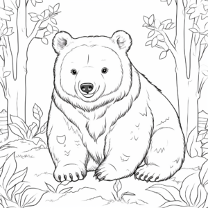 Wombat with Australian Flora and Fauna Coloring Pages 2