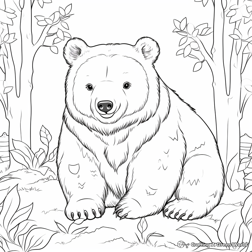 Wombat with Australian Flora and Fauna Coloring Pages 2