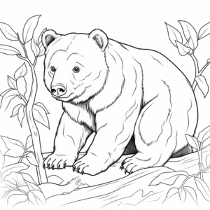 Wombat with Australian Flora and Fauna Coloring Pages 3