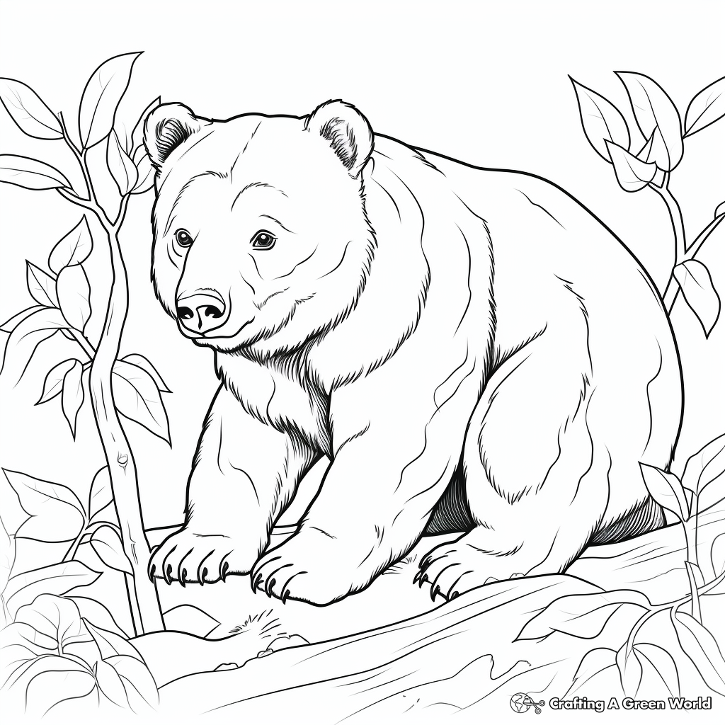 Wombat with Australian Flora and Fauna Coloring Pages 3