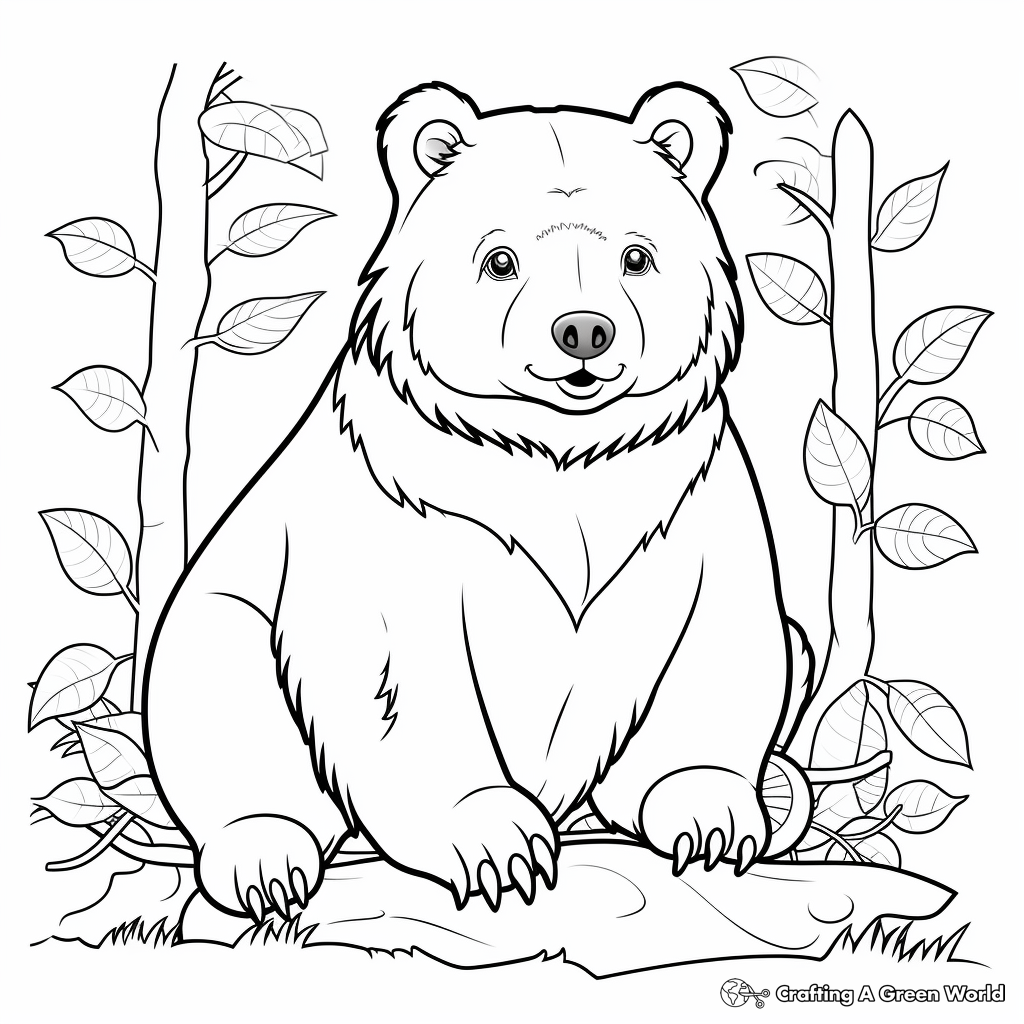 Wombat with Australian Flora and Fauna Coloring Pages 4