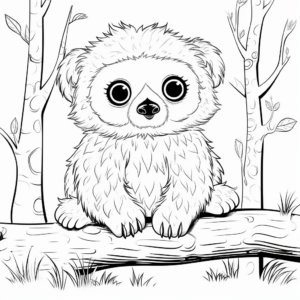 Wonderful Big Eyed Sloth Coloring Pages 3