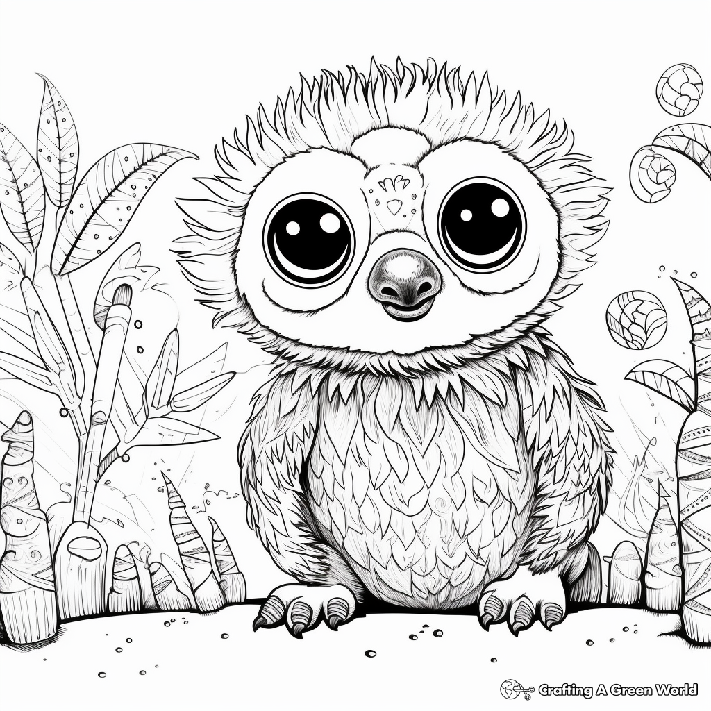Wonderful Big Eyed Sloth Coloring Pages 4
