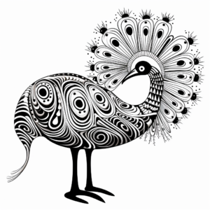 Wonderfully Abstract Ostrich Coloring Sheets 1
