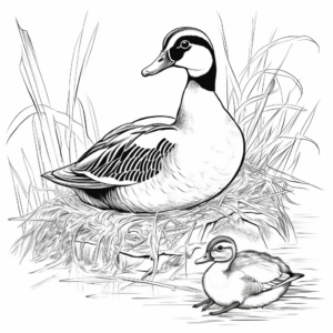 Wood Duck Nesting: Detailed Coloring Page 2