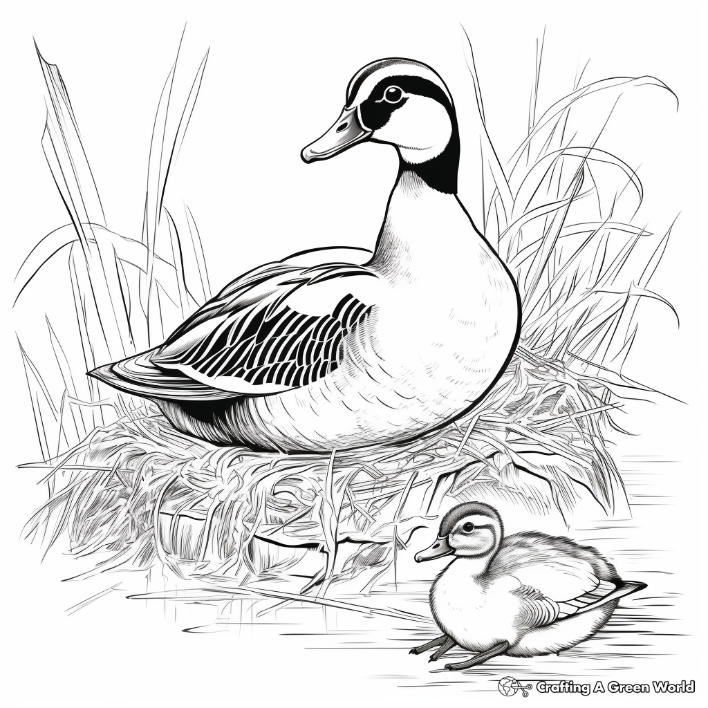 Wood Duck Nesting: Detailed Coloring Page 2