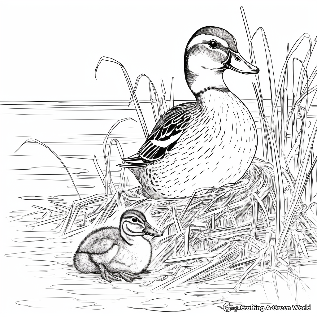 Wood Duck Nesting: Detailed Coloring Page 3