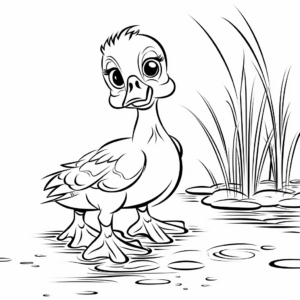 Wood Duckling Coloring Pages for Children 1