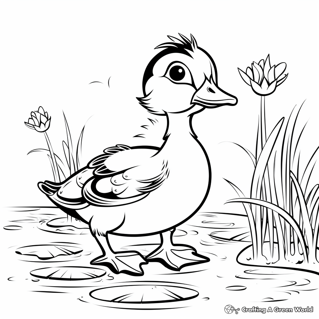 Wood Duckling Coloring Pages for Children 3