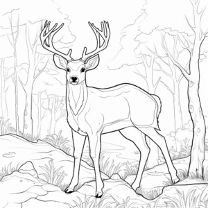 Woodland Wildlife: Big Buck and Squirrel Friends Coloring Pages 2