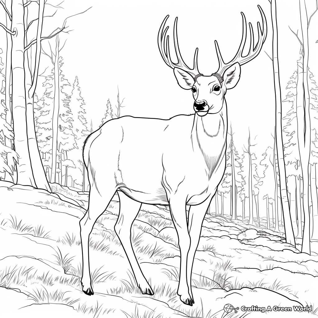 Woodland Wildlife: Big Buck and Squirrel Friends Coloring Pages 4