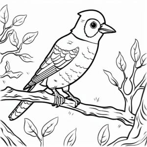 Woodpecker in Forest: Nature-Scene Coloring Pages 4