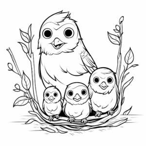 Woodsy American Goldfinch Family Coloring Pages 2