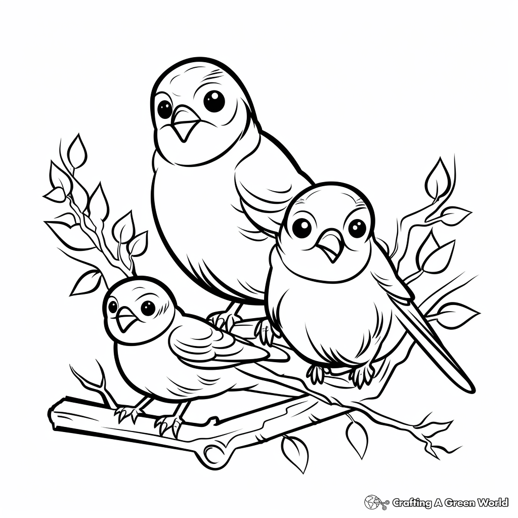 Woodsy American Goldfinch Family Coloring Pages 3