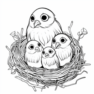 Woodsy American Goldfinch Family Coloring Pages 4