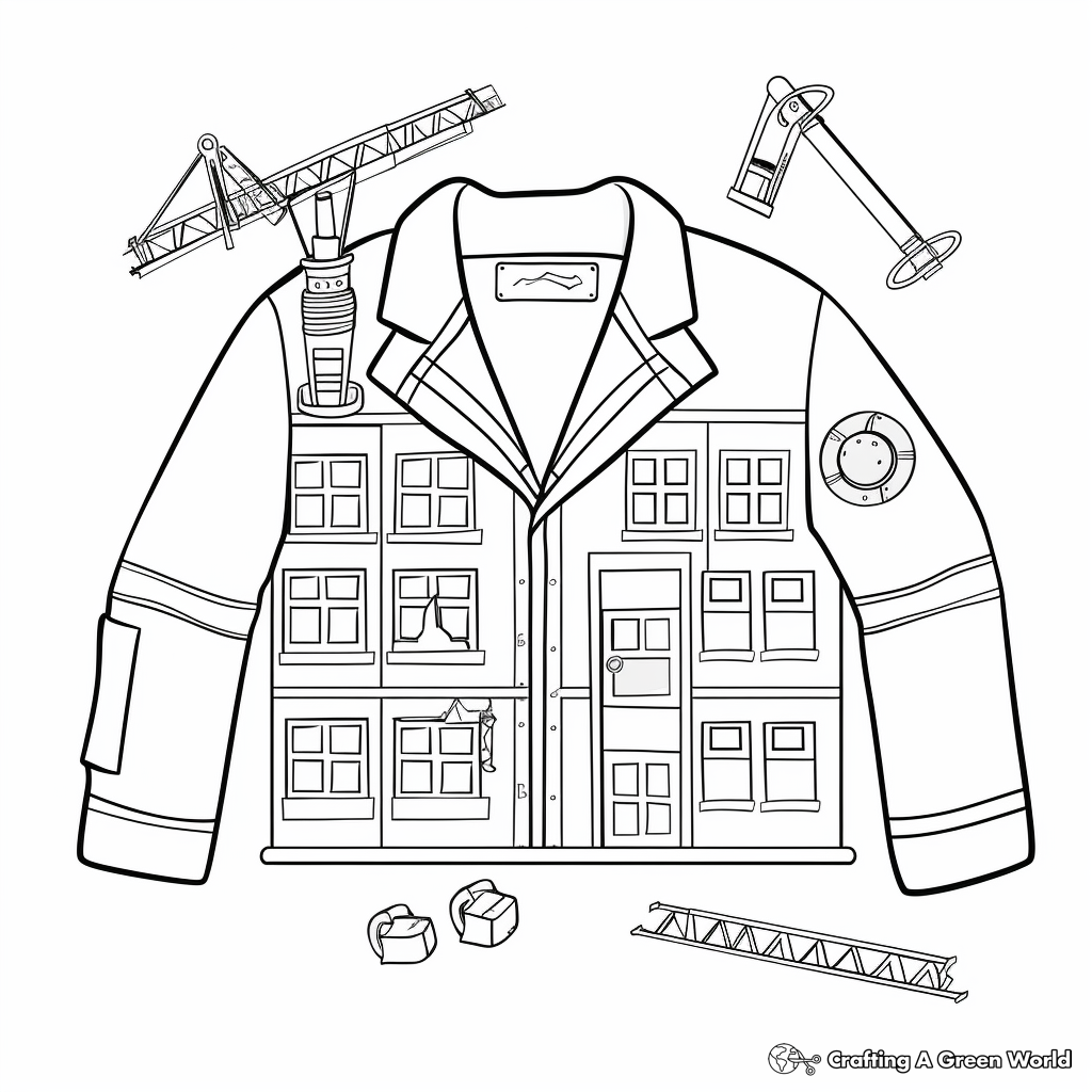Workers Jacket: Construction Scene Coloring Pages 4