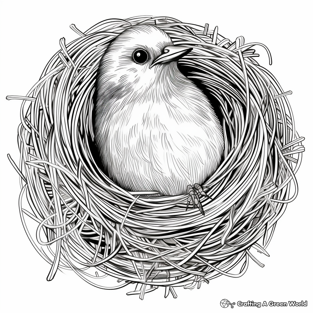 Woven Oriole Nest Coloring Page 1