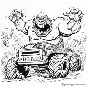 Wrestling Monster Trucks: Arena-Scene Coloring Pages 4