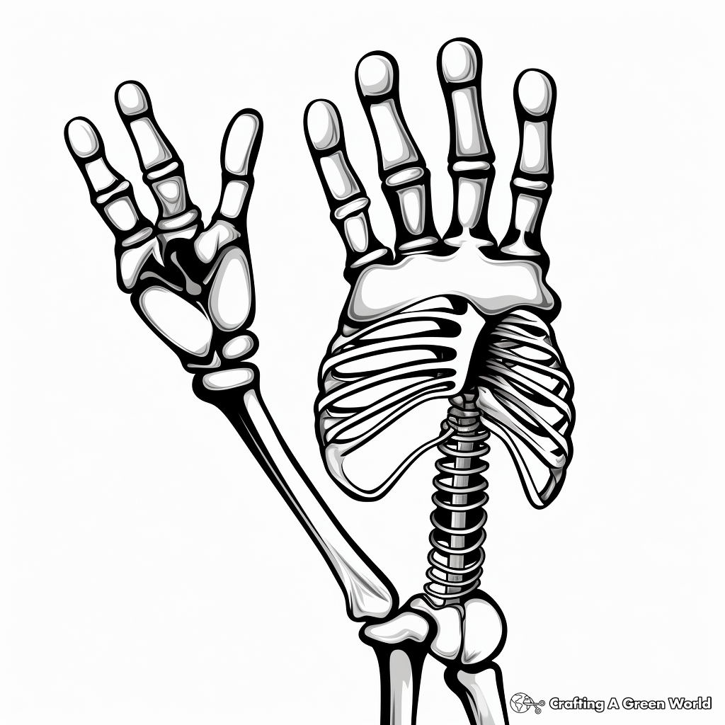 X-ray Themed Skeleton Hand Coloring Pages 2