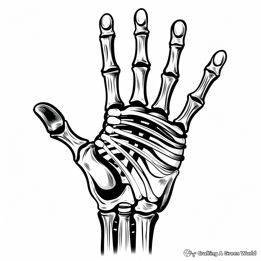 X-ray Themed Skeleton Hand Coloring Pages 3