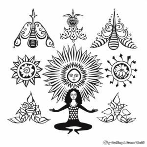 Yoga Poses and Symbols Coloring Pages 3