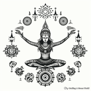 Yoga Poses and Symbols Coloring Pages 4
