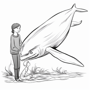 Young Blue Whale and Mother Coloring Pages 1