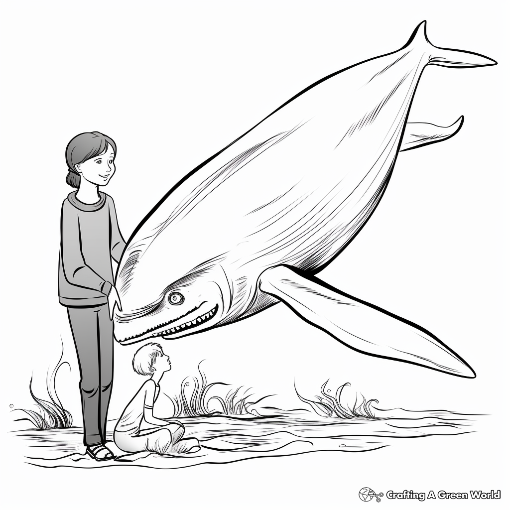 Young Blue Whale and Mother Coloring Pages 1