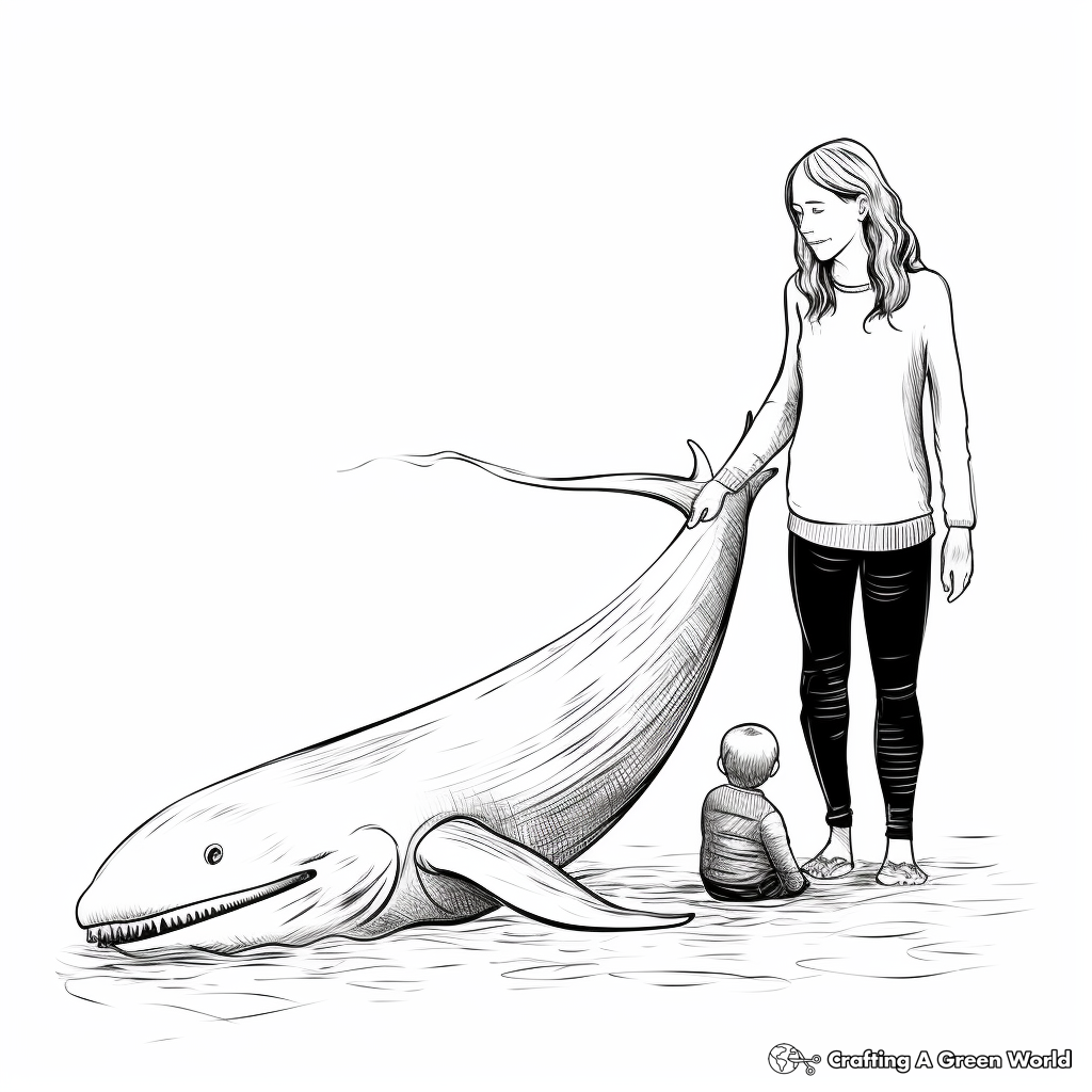 Young Blue Whale and Mother Coloring Pages 2