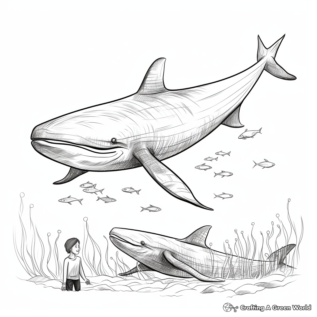Young Blue Whale and Mother Coloring Pages 4