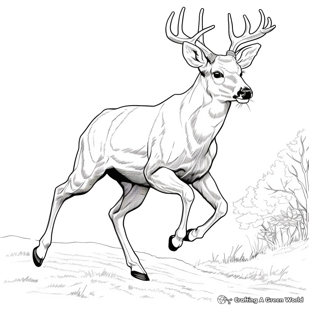 Young Buck Leaping Coloring Pages 3