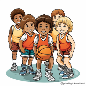 Youth School Team Basketball Coloring Sheets 4