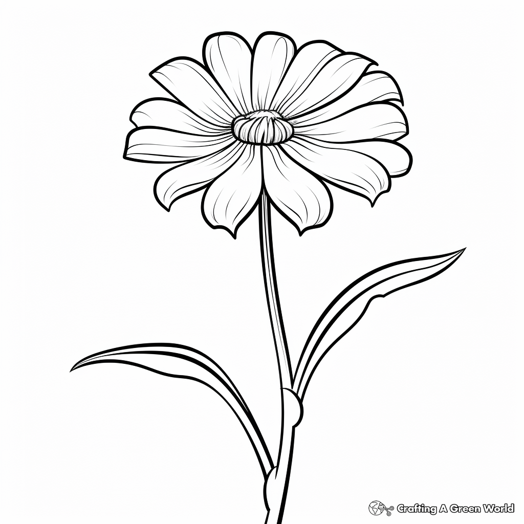 Youthful Zinnia Bud Coloring Pages for Children 2