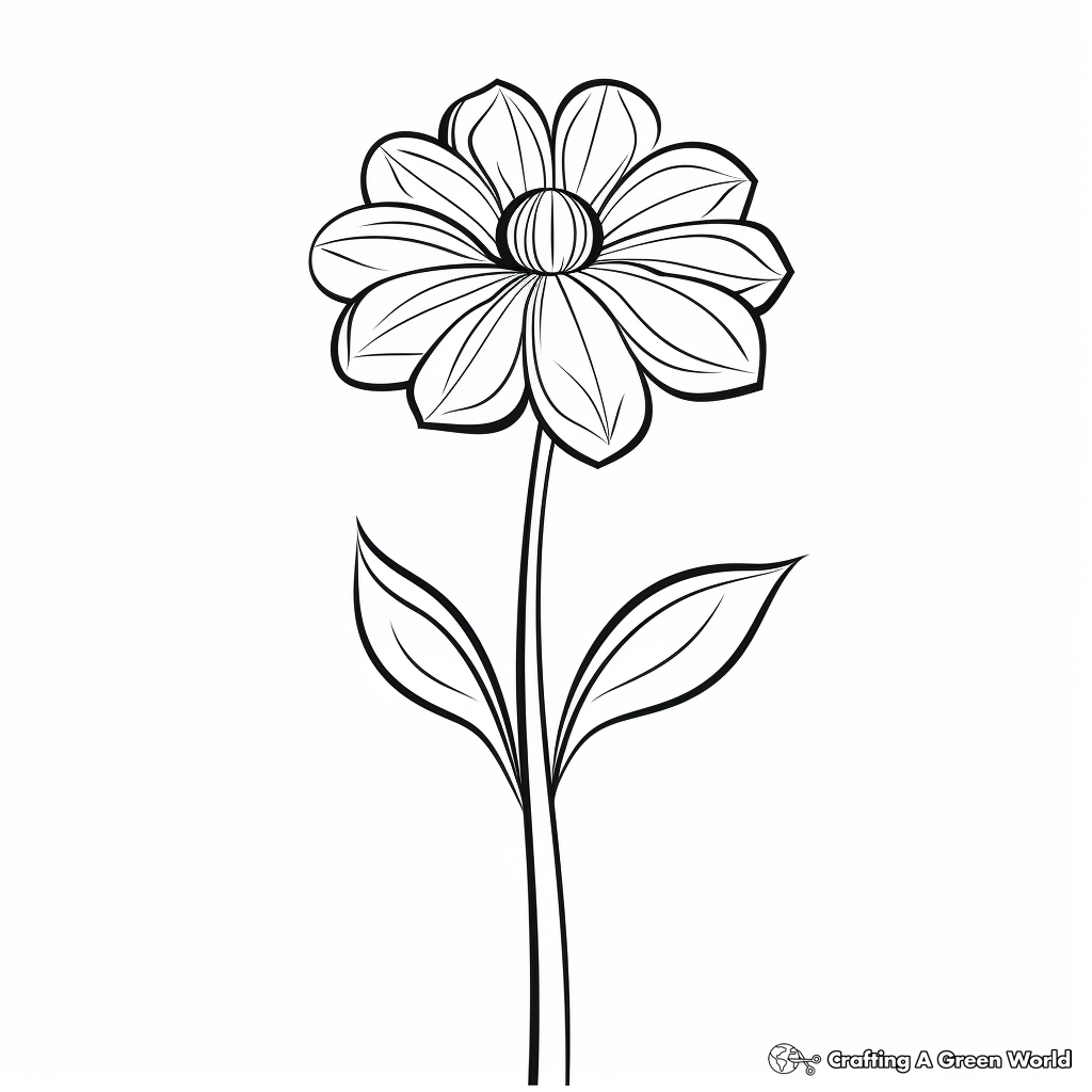 Youthful Zinnia Bud Coloring Pages for Children 4