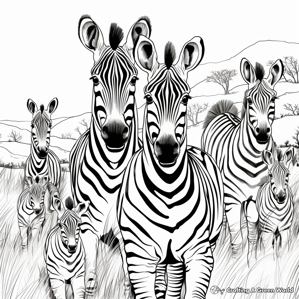 Zebra Herd Coloring Pages for All Ages 3