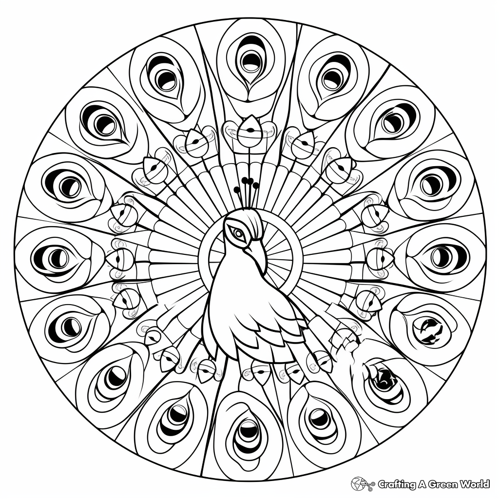 Zen Art Peacock Mandala Coloring Pages 1