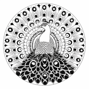 Zen Art Peacock Mandala Coloring Pages 2